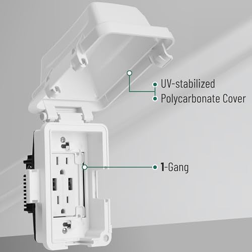 Bates Choice Weatherproof Electrical Outlet Cover, 1-Gang, White Plastic Outdoor Outlet Cover, Plug-In, 120 Volts AC, Compatible with All Devices - color: White, size: 1 Pack