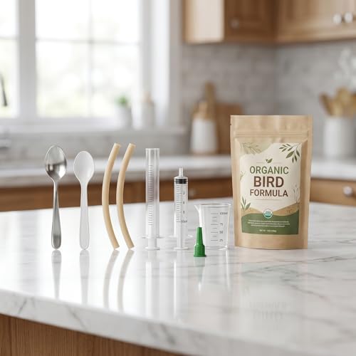 6PCS Soft Silicone Parrot Feeding Kit – Food Grade Baby Bird Feeder for Milk & Liquid Food, Hand-Feeding Tool with Large Feeding Tip + Spoon Feeder + 100ml Cup for Small Birds & Sick Birds
