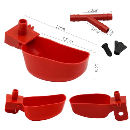 12Pcs Quail Water Cups Pigeon Automatic Bird Waterer for Cage Hang Drinker Breeding Poultry Drinking Bowls(Red) - color: Red