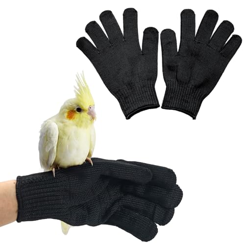 QBLEEV 1 Pair Bird Handling Anti-Bite Gloves, Small Animal Bite Proof Gloves for Training - color: Black