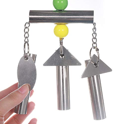 Litewoo Bird Stainless Steel Bell Toys Hanging Pipe Chew Bite Toy (B) | Bite resistance, safe & stable, stainless steel, for parrot/parakeet/cockatiel/conure/cage accesssories