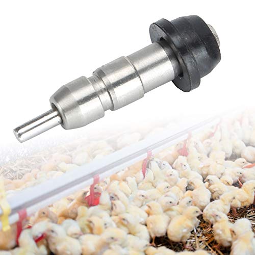 Fdit Poultry Chicken Drinker, Stainless Steel and Rubber, 360 Degree Water Nipples, 10 Pack, 3cm Length