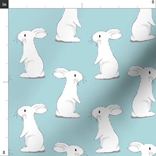 Spoonflower Fabric Bunny Rabbits Small Scale Blue on Petal Signature Cotton | Yard | Easter Bunnies Eggs Decor Print | Use for Sewing Quilting Apparel Home Decor - size: Yard