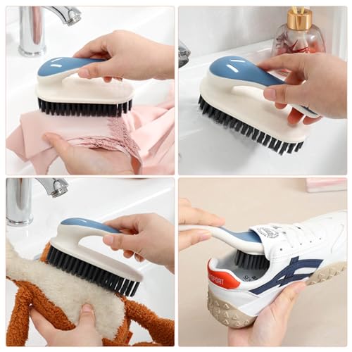 Soft Bristle Scrub Cleaning Brush Stain Remover Brush Fabric Cleaning Brush Laundry Brush Small Scrub Brush Cleaner Household Cleaning Brushes for Carpet, Clothes, Bathroom,Sneaker-2 Pack (Blue) - color: Blue