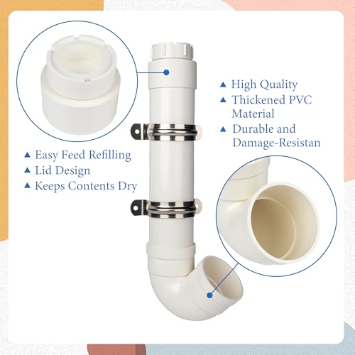 Homar 1pces PVC Chicken Feeder-No Waste PVC Pipe Chicken Feeder,Installation and Refilling are Both Very Simple, Making Feeding Time Easy and Enjoyable Size 19.3“ L x 6.7” W x 3.8" ID - size: 1pc
