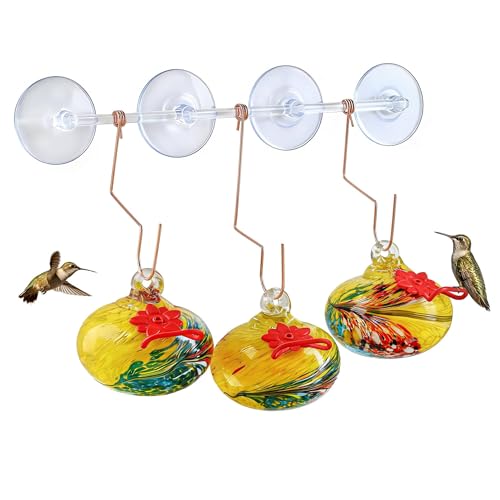 3PCS Window Hummingbird Feeder with Suction Cups(Yellow) - color: 3Pcs-D