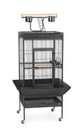 Prevue Pet Products 3152BLK Wrought Iron Select Bird Cage, Black Hammertone | Large Steel Cage with Rolling Stand, Seed Guards, and Playtop, Ideal for Conures and Medium Birds - color: Black Hammertone, size: 24.0"L x 20.0"W x 60.0"H