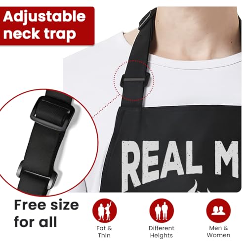 SANDJEST Funny Mens Aprons with Pockets for BBQ Grilling Cooking Grandpa Husband Apron for Birthday Christmas Father's Day - color: Funny 2