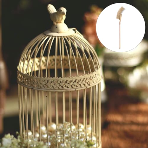 GANAZONO Bird Cage Cleaning Brush Wire Brush for Cleaning with Long Handle Narrow Cage Cleaner Set with 2 Heads for Birdcages and Feeder Cups Easy Water Rinse - size: 24X3X2CM