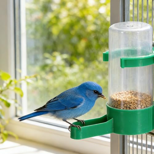 10 PCS Automatic Bird Water Feeder for Cage Drinking Dispenser | Green Plastic Easy Mount Bird Dispenser, 3.3 Inch Durable Water Fountain Cups, Easy Clean and Secure Daily Cage Feeding