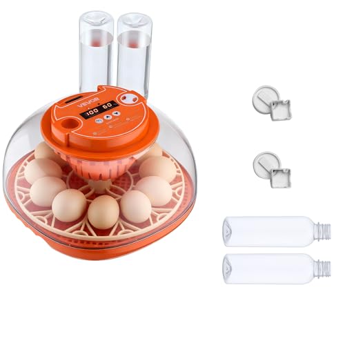 VEVOR 12 Egg Incubator, Automatic Egg Turner with LED Candler, Temperature & Humidity Control, 360° View Clear Window, Poultry Eggs Incubator for Home Farm, Hatching Chicks Ducks Goose Quail - size: 12 Eggs