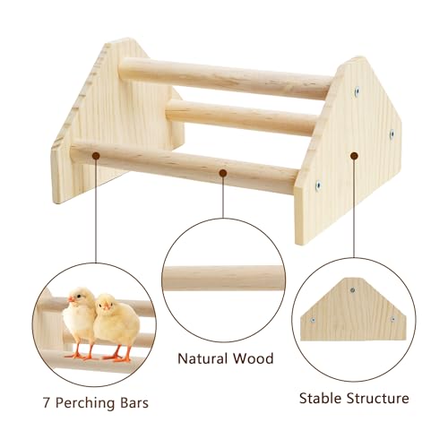 Baby Chicken Perch Strong Pine Wooden Chick Jungle Gym Roosting Bar, New-gen Durable Chicken Perch Toys for Coop and Brooder 7.9 X 6.9 X 4.14’’ Chicken Perch(Can be Used for Baby Turkeys)