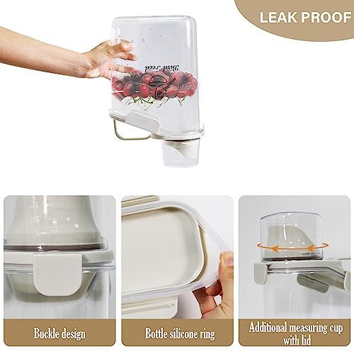 Bird Seed Storage Container,2.8L Airtight Bird Food Container with Handle and Measuring Cup,Portable Pet Food Container for Wild Bird Sunflower Seed-BPA Free Transparent/White - color: WHITE BIRD