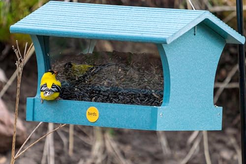 Birds Choice Medium Hopper Bird Feeder | 3lb Capacity | Lake Blue | Made in the USA, Recycled Plastic Construction, Simple to Fill, Weather-Resistant for Year-Round Backyard Use - color: Lake Blue - Medium
