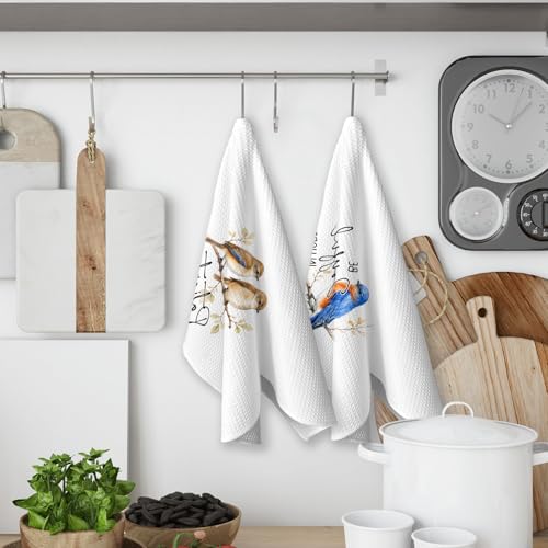 Inspirational Christian Bird Kitchen Towels Set of 4, Christian Gifts for Women, Religious Bible Verse Motivational Hand Towels of Bathroom, Bird Lover Gifts for Women - color: Christian Bird