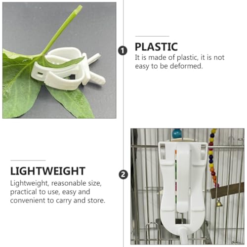 ULTECHNOVO 4pcs Parrot Vegetable Clips Plastic Fixed Clamps for Bird Cage Feeding Device Holders Suitable for Small Birds to Hold Cuttlefish Bone and Snacks