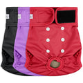 Female Dog Diapers - Reusable Diapers for Doggie in Heat - Highly Absorbent for Pet Incontinence with Adjustable Snaps (Pack of 3) Red, S