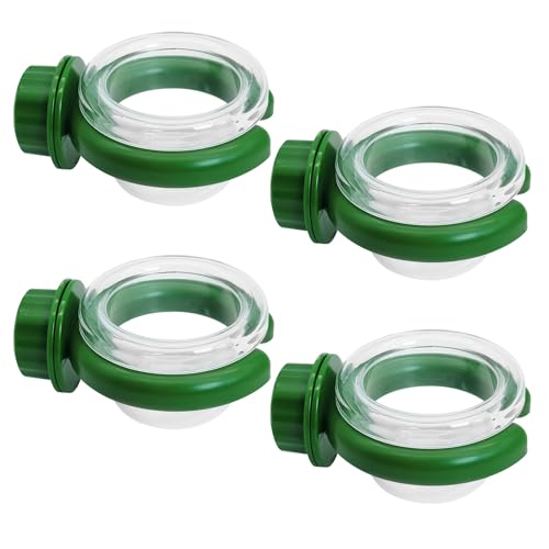 PINVNBY 4 PCS Bird Food Bowl Bird Cage Feeder with Clamp, Easy to Install Feeding Dish Cups Transparency Parakeet Food Dish for Finches Lovebirds and Long-Tailed Parrots （Green） - color: green