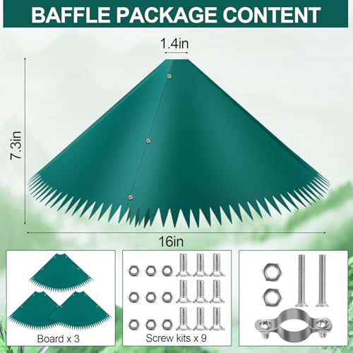 Qualirey 2 Pcs Squirrel Baffle for Bird Feeder, Green Plastic Guard Stopper Keep Squirrels Off Bird Feeder Pole for Outdoor Shepherd's Hook House (Green, 16 Inch)