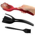 2 in 1 Egg Flipper Spatula Tong, 2pcs Non-Stick Frying Tongs with Silicone Brush Grip and Flip Spatula Tongs Home Kitchen Cooking Tool(3pcs)