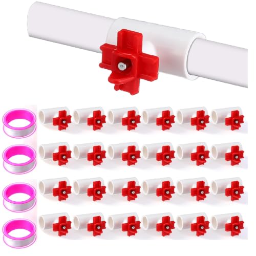 24 Pack Horizontal Chicken Water Nipples with 1/2" PVC Tee Fittings, Automatic Leak-Proof Poultry Waterer, Easy Install Gravity-Fed Side Mount Chicken Water Feeder for Coop