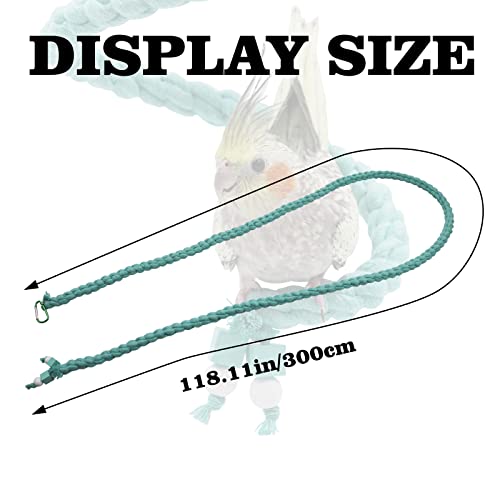 Dnoifne Bird Spiral Rope Perch, Blue Cotton Rope Perch for Parrot, Parakeet, Budgie, Lovebird, Cockatiel - color: Blue, size: 118 inches