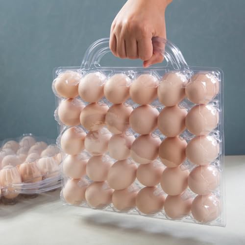 5*6grid Plastic Eggcarton with handle,egg cartons cheap bulk(30pc) | (5*6)30 grid Portable Clear Egg Cartons,Plastic egg carton with handle,,egg cartons cheap bulk,For Family, Farm, Markets. - size: 5x6 30 portable egg boxes, 30 pieces