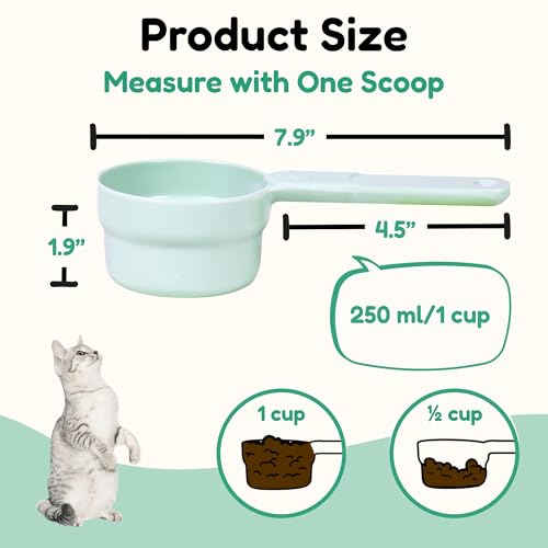 1 Cup Dog Food Scoop, Extra Long Handle Sturdy Melamine Pet Food Measuring Scoop with Clear Marking Lines, BPA-Free, Shatterproof, Dishwasher Safe (Green, 1 Cup) - color: Green, size: 1 Cup