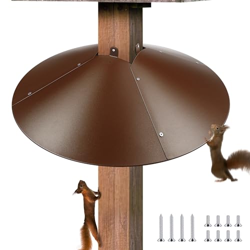 Qualirey 21.5" Metal Squirrel Proof Baffle, for 4 x 4 Posts,Brown,1 Pack | Wrap Around Guard for Bird Feeder Pole to Deter Squirrels - color: Brown