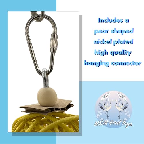 1701 Rainbow Rattan Bird Toy with Jute and Crinkle Paper – Shredding and Foraging Fun for Parakeets, Cockatiels, Conures, and Small Parrots – Natural Bird-Safe Toy for Cage Enrichment