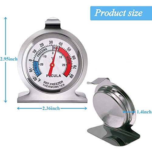 2 Pack Refrigerator Thermometer, 30-30°C/20-80°F, Classic Fridge Thermometer Large Dial with Red Indicator Thermometer for Freezer Refrigerator Cooler - size: 2pack