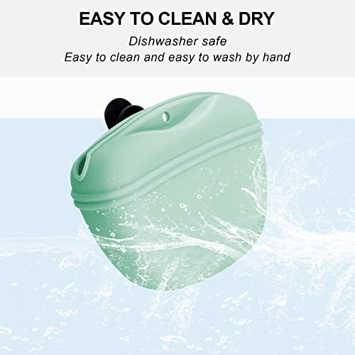 Left&Right Dog Clicker Training Kit,Silicone Dog Training Treat Pouch and Dog Clickers,Dog Treat Bag with Clicker Training for Dogs,Pet Treat Bag with Magnetic Buckle Closing and Waist Clip,Egg Green - color: Egg Green