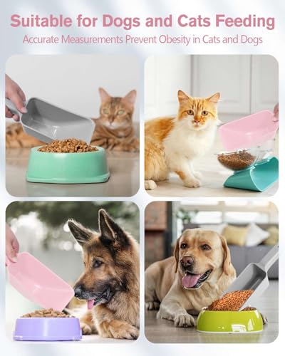 2 Cup Dog Food Scoop(2 Pack), Plastic Pet Food Scoop with Measuring Lines for Accurate Pet Food Portions,Dishwasher Safe (Grey and Pink) - color: Grey and Pink