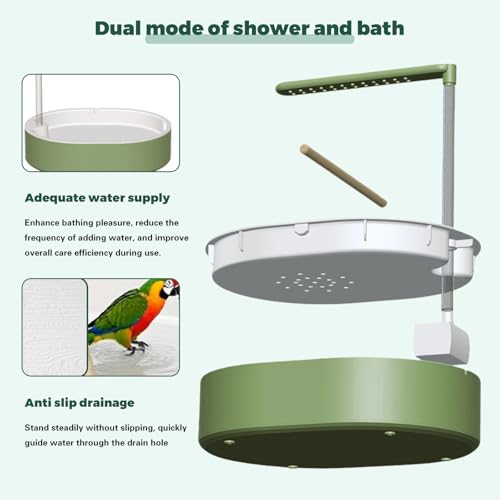 Parrot Bathtub Bird Automatic Bath Shower,Large Bird Shower Fountain Indoor Bathtub with Running Water, Contains USB and Pump,for Pet Birds, African Grey, Cockatiel, Conure, Budgie, Lovebird(Fashion) - color: Fashion