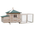 PawHut 77" Wooden Chicken Coop with Nesting Box, Cute Outdoor Hen House with Removable Tray, Ramp Run, for Garden Backyard, Natural | Cute Design, Removable Tray, Ramp Run, for Garden Backyard - color: Natural