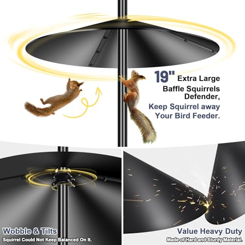 Gtongoko Smart Bird Feeder Pole Squirrel Proof 1-Inch Dia 94 Inch with 4 Shepherds Hooks Hanging Bluebird House Pole for Outdoors Squirrel Baffles for Feeders Metal Heavy Duty Mounting Kit - color: 94 Inch with Baffle