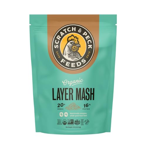 Scratch and Peck Feeds | Layer Mash for Chickens & Ducks | 10 lb Pouch | 16% Protein, Corn & Soy Free, Fermentable Whole Grains, Certified Organic & Non-GMO Project Verified, Complete Nutrition - size: 10 Pound (Pack of 1), style: Layer Feed