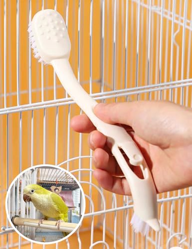 3 Pck Bird Cage Cleaning Brush Tool Set, Ergonomic Labor-Saving Cleaner with Shovel for Parrot, Hamster and Rabbit Cage