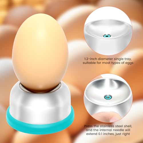 Egg Piercer for Boiling & Baking, Stainless Steel Egg Puncher with Spring-Loaded Needle & Non-Slip Base, Prevents Cracking for Perfect Hard/Soft Boiled Eggs, Eggshell Peeler Tool (Blue) - color: Blue