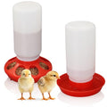 Chick Feeder and Waterer Set No Waste Automatic Chicken Feeder and 1L Waterer for Baby Chicks, Ducks, and Quail – Brooder Starter Kit - color: Red and White
