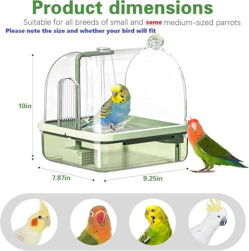 Parrot Bathtub Automatic Bath Shower,Automatic Bird Bath with Pump(hang) | Bird Shower Fountain Indoor Bathtub with Running Water,for Lovebirds, Budgies - color: Translucent