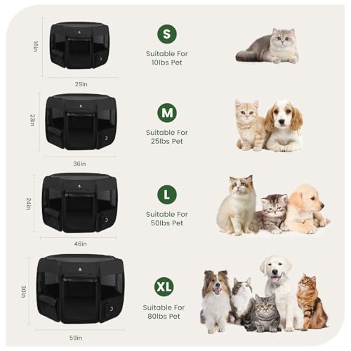 X-ZONE PET Dog Playpen Portable Pet Play Pens for Puppies, Cat, Rabbit, Chicks, Foldable Exercise Play Tent Kennel Crate, Indoor/Outdoor Travel Camping Black Large - color: Black, size: Large