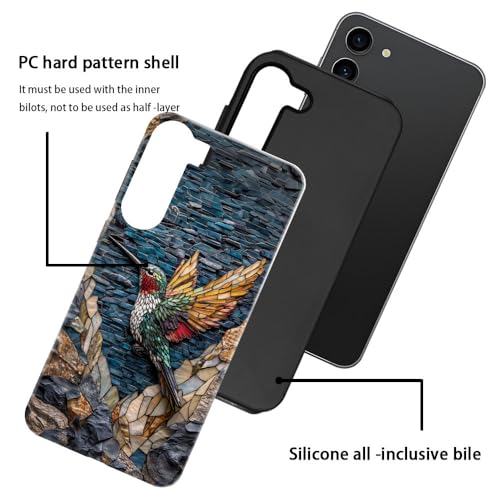 Compatible with Samsung Galaxy S23 Case,Glossy Case All-Round Protection Shockproof Anti-Scratches TPU Cover,Cases for Man Woman-Hummingbird Stained Glass - color: Hummingbird Stained Glass, size: Galaxy S23