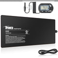 iPower 8 by 18-Inch 24W Reptile Heat Mat, LCD Digital Aquarium Thermometer, Under Tank Warmer Terrarium Heat Pad for Turtles Lizards Frogs and Other Small Animals, Multi Sizes - size: 8 X 18 Inch, style: Pad + Thermometer