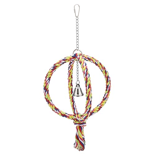 Wontee Bird Swing Colorful Rope Perch Climbing Toy for Parrots (8.3inch) | Soft cotton rope, colorful, supports balance, encourages climbing & swinging, for budgie/parakeet/cockatiel/conure - size: Regular (8.3 inch)