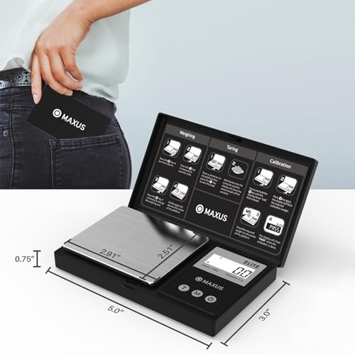Digital Gram Scale 1000g/0.1g, Small Food Scale with Backlit LCD, Mini Pocket Scale for Jewelry | Small Food Scale with Backlit LCD, 6 Weighing Units, Tare Function - color: Matte Black