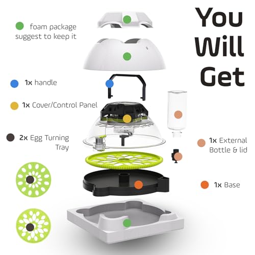 Egg Incubators for Hatching Eggs, Temperature Humidity Control | Automatic Egg Turning, Atomizer Humidification, Built-in Egg Candler, incubating chicken/duck/goose/quail/parrot eggs - size: 18 Egg