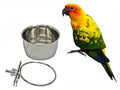 Bird Parrot Feeding Cups Cage Hanging Bowl Stainless Steel Perches with Clamp Holder - Bird Coop Cups Seed Water Food Dish Feeder Bowl 10 Ounce