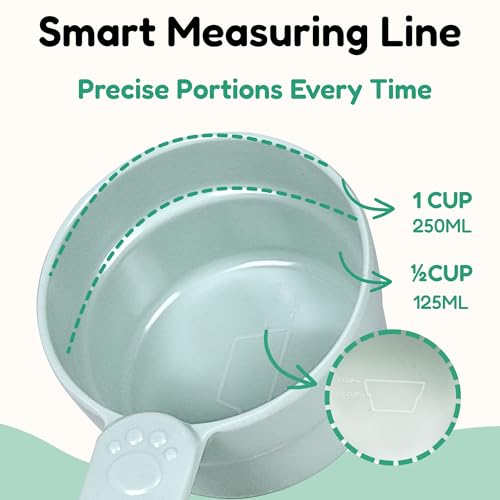 1/2 Cup Dog Food Scoop, Extra Long Handle Sturdy Melamine Pet Food Measuring Scoop with Clear Marking Lines, BPA-Free, Shatterproof, Dishwasher Safe (Green, 1/2 Cup) - color: Green, size: 1/2 Cup