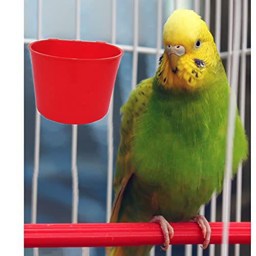 20 Pack Cage Cups Chicken Feeders Waterer Bird Water Cup Bunny Food Bowl Plastic Drinker Hanging Quail Dove Feeding Watering Dish Seed Container Coop Feeder for Parakeet Poultry Pigeon - color: Red 20 packs